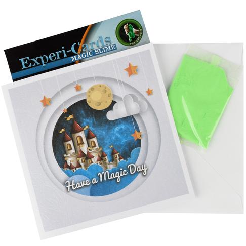Have a Magic Day - Castle, moon, and stars card with experiment and instructions