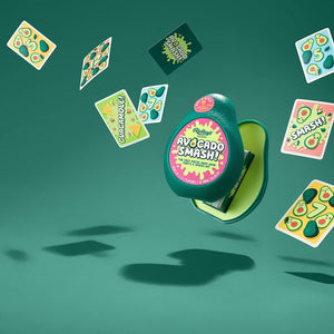 Marketing-photo-of-flying-cards-and-avocado-shaped-container