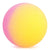 Front view of a Classic Bouncy Ball half pink and half yellow.