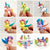 Front view of the various colors of the Puzzle Eraser-Unicorns & Pegasus both separate and all together.