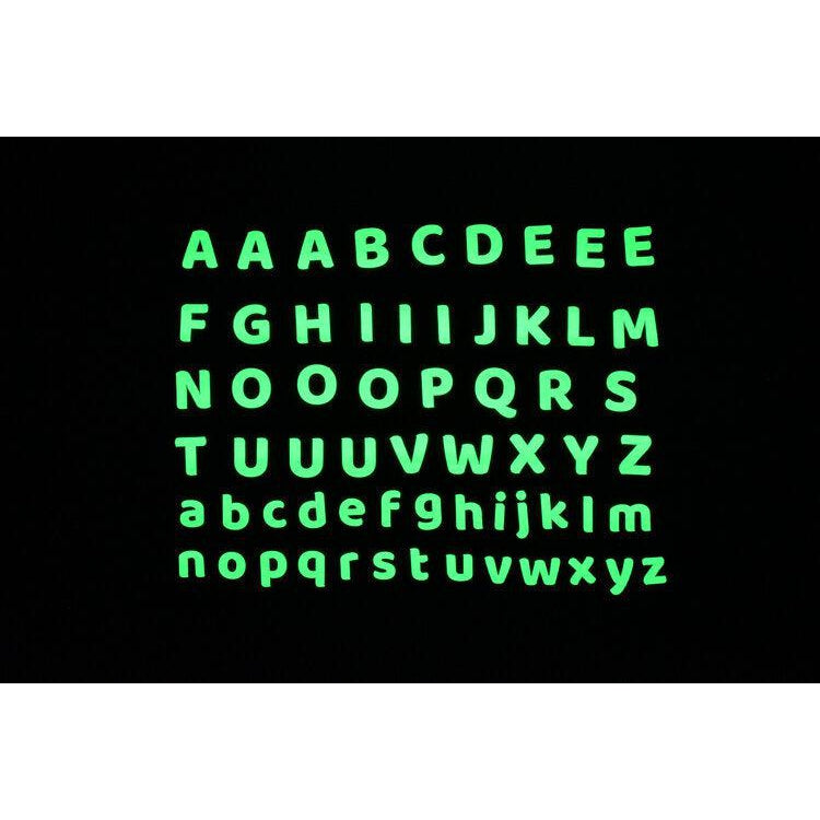 Front view of the letters in the Glow Alphabet letters.