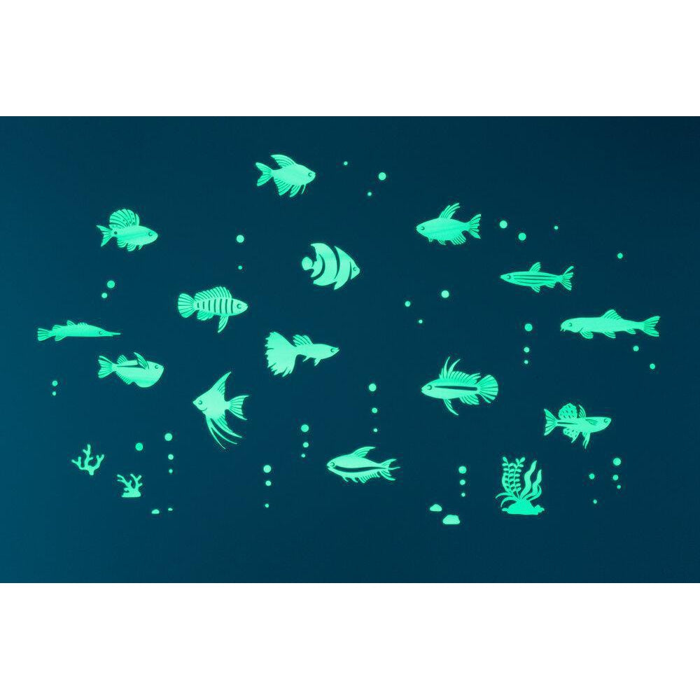 Front view of Glow Tropical Fish Series stickers.