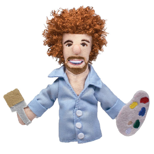 Front view of Bob Ross magnetic personality finger puppet.