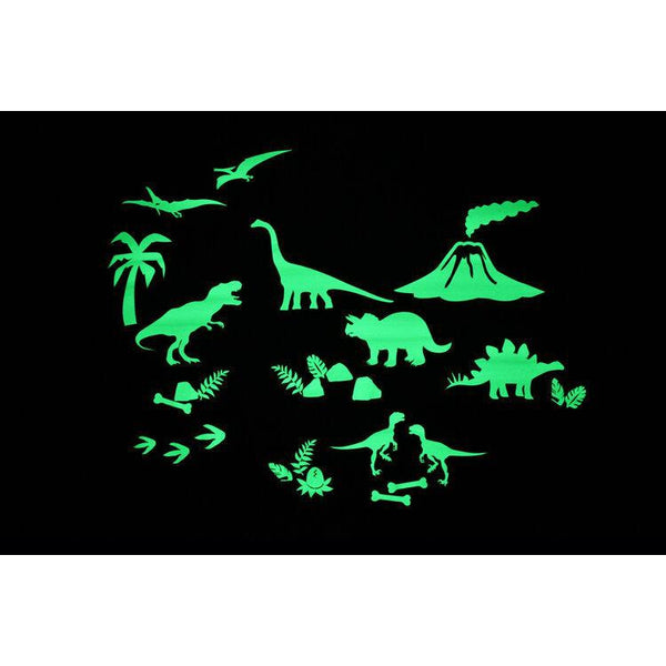 Front view of the Glow Dino World stickers.