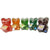 Front view of a cherry, orange, green apple, blue raspberry, and grape flavored Jumbo Gummy Bears lined up.
