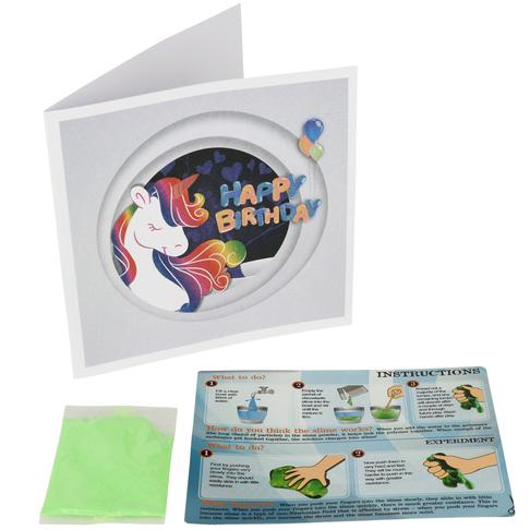Happy Birthday Unicorn card with experiment and instructions