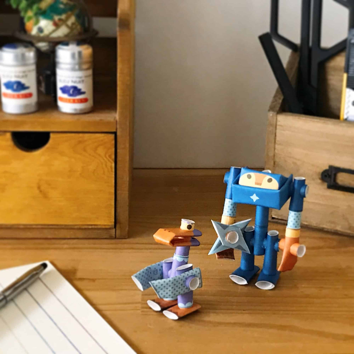 Smoke &amp; Bill - Piperoid Paper Craft Robots-Arts &amp; Humanities-Yellow Springs Toy Company