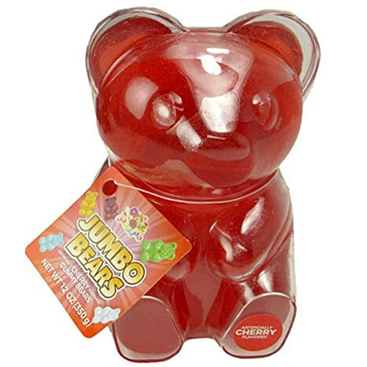Front view of cherry Jumbo Gummy Bear.