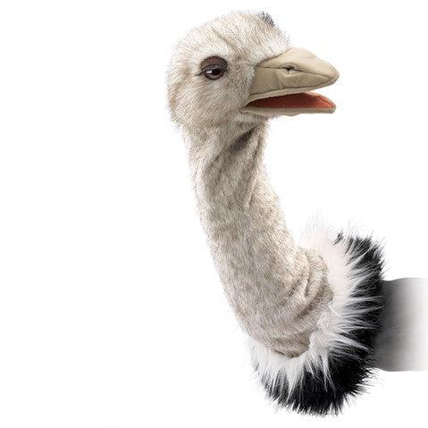 Ostrich stage puppet on an arm
