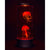 Front view of a jellyfish lamp illuminated with red lights. 