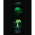 Front view a jellyfish lamp illuminated with green lights.