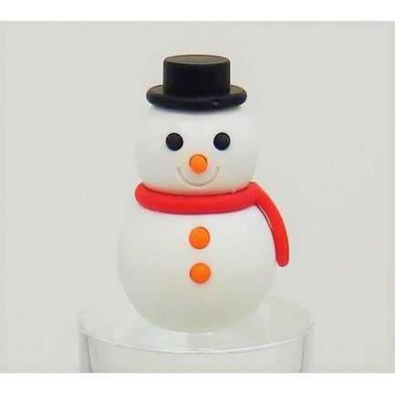 Front view of the snowman with the red scarf and black hat from the Puzzle Eraser-Snowman.