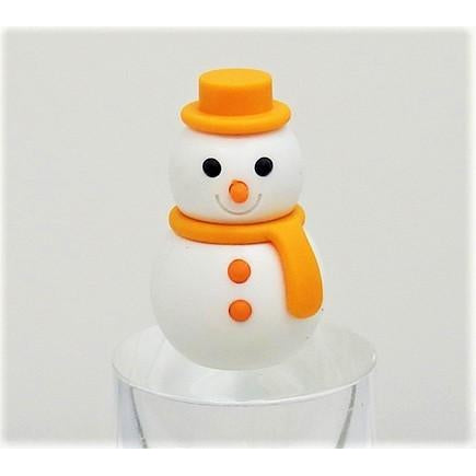 Front view of the snowman with the orange scarf, hat, and buttons from the Puzzle Eraser-Snowman.