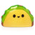 Front view of the taco squishie against a white background.