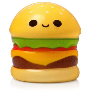 Front view of the hamburger squishie against a white background.