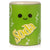 Front view of the green soda squishie against a white background.