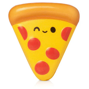 Front view of the pizza squishie against a white background.