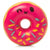 Front view of the pink donut squishie against a white background.