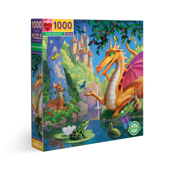 Front view of the kind dragon puzzle in the box.