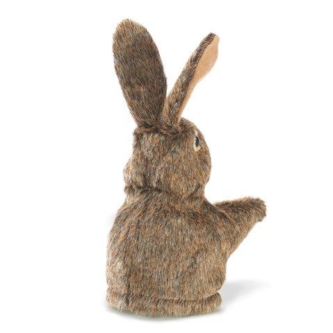 Little hare puppet with upright ears for small hands