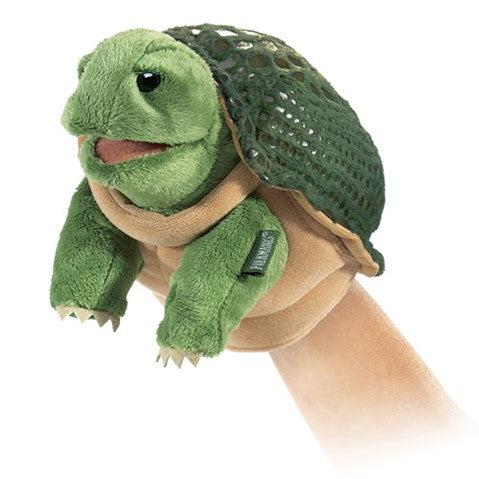 Turtle puppet with very sweet, expressive face
