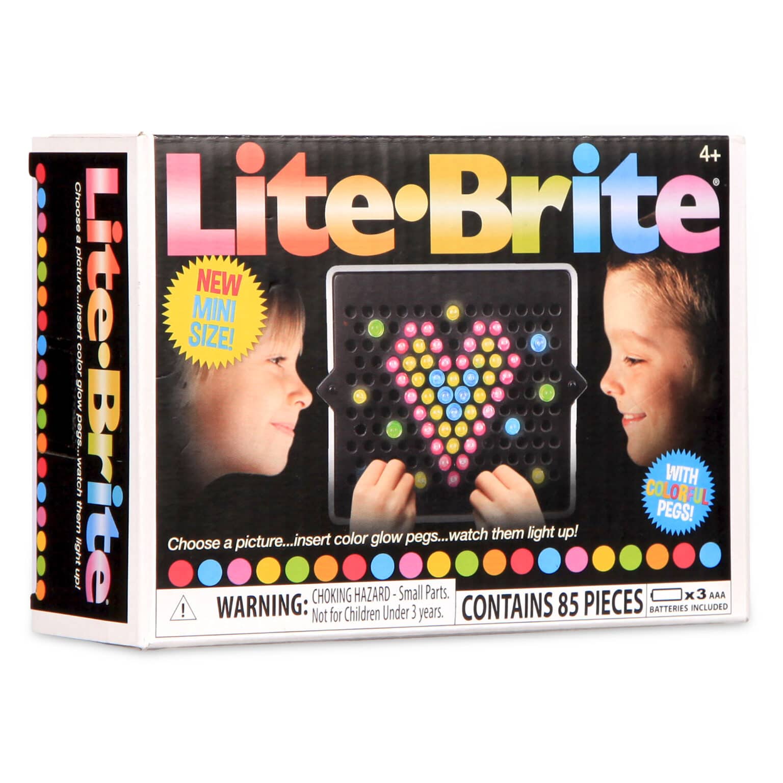 Front view of the Mini Lite Brite in the box.