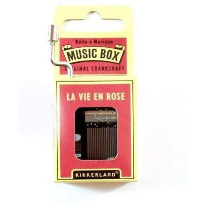 Front view of red La Vie En Rose Music box in box
