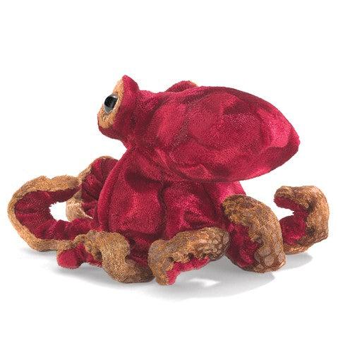 Red octopus finger puppet back. 