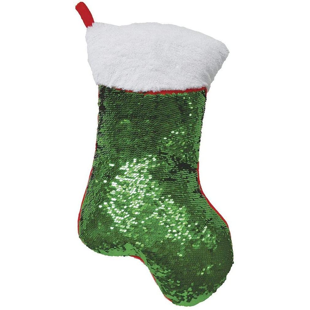 Holiday Stocking & Storage Pillow - Reversible Red and Green Sequins-Decor & Keepsakes-Iscream-Yellow Springs Toy Company