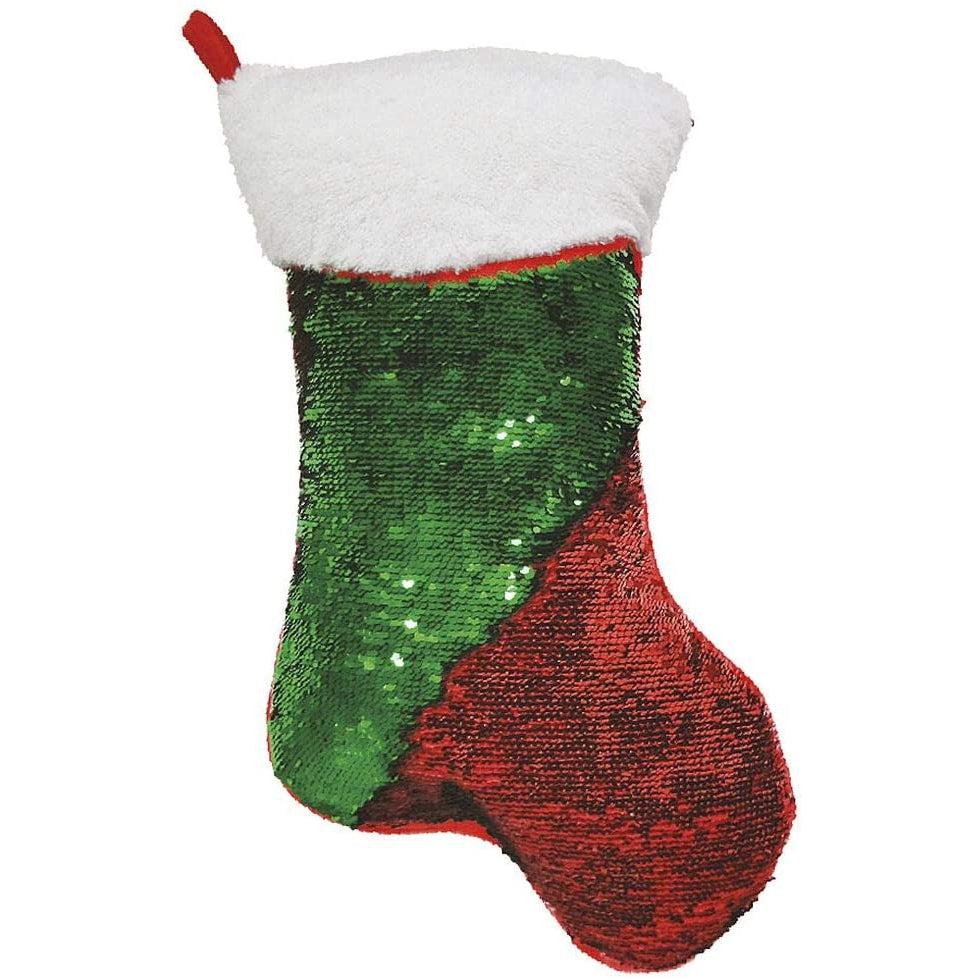 Holiday Stocking &amp; Storage Pillow - Reversible Red and Green Sequins-Decor &amp; Keepsakes-Iscream-Yellow Springs Toy Company