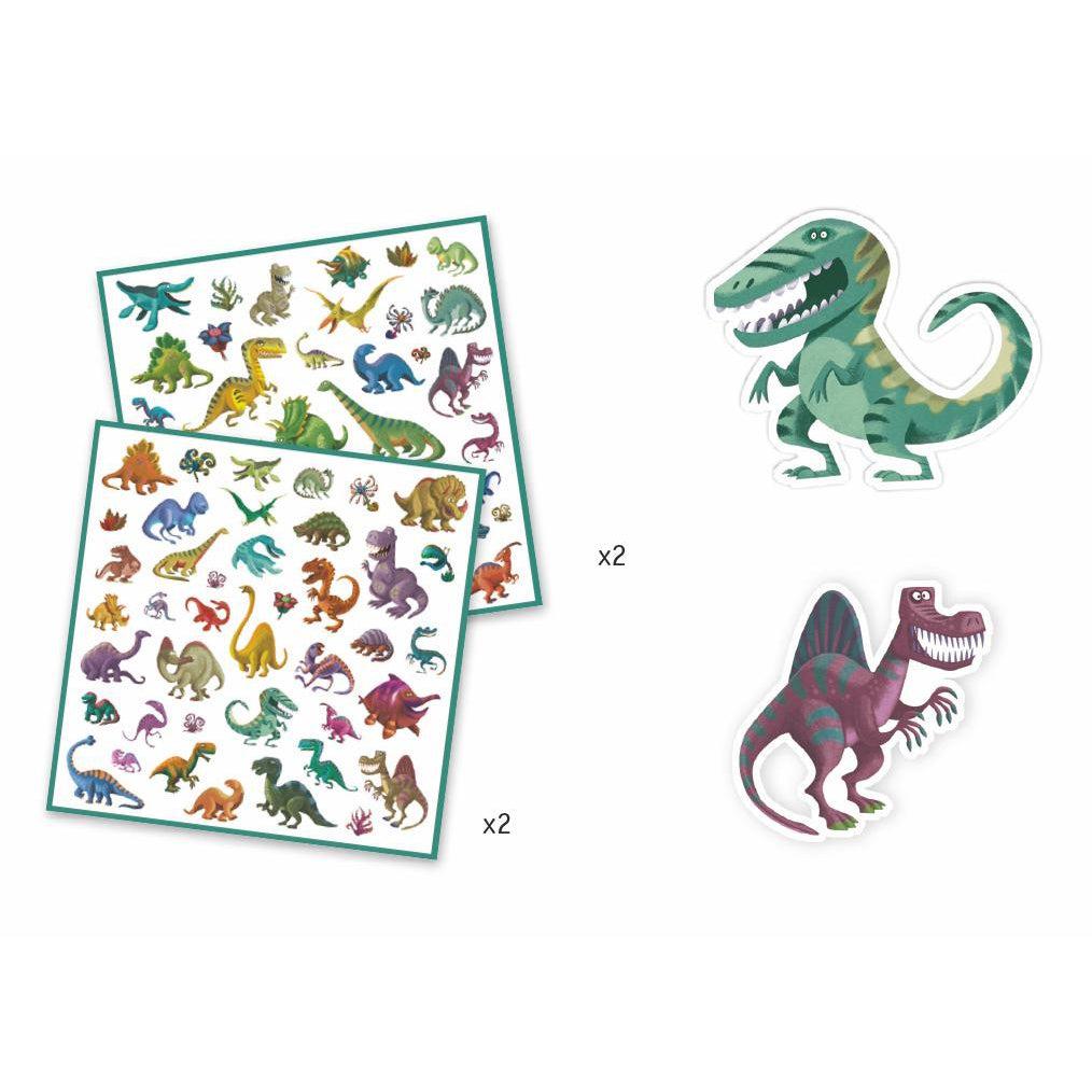 Front view of 2 sheets included in the Dinosaur Sticker Sheets. 