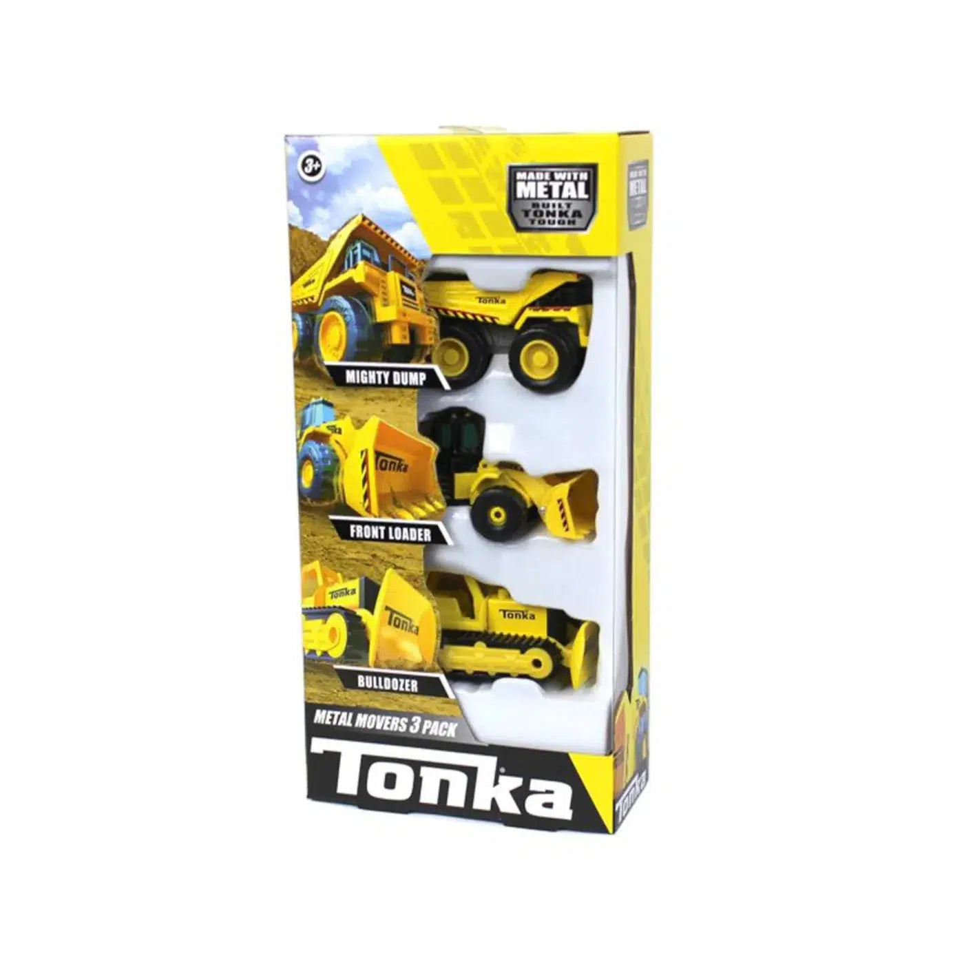 Front view of the Tonka Metal Movers 3 pack.