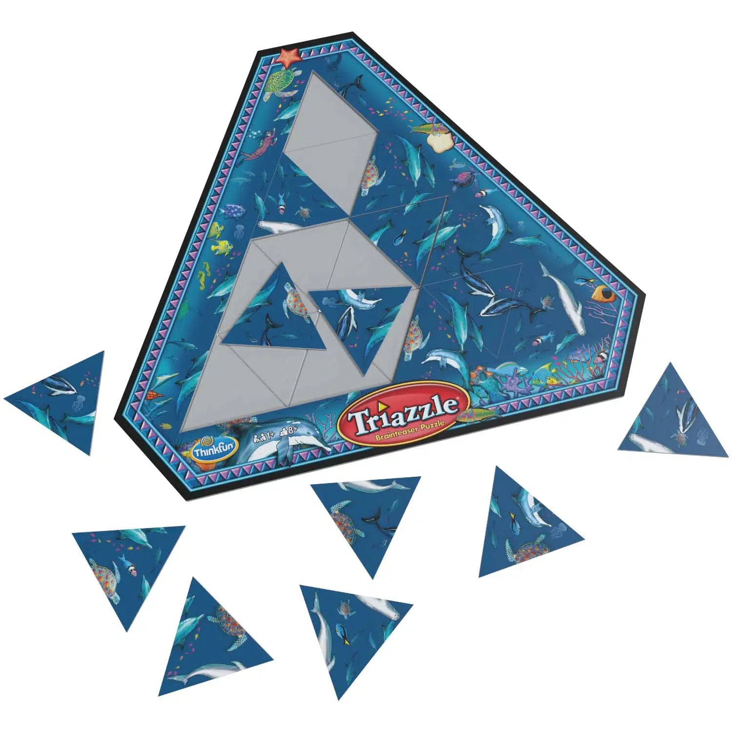 Front view of an assembled triazzle puzzle.