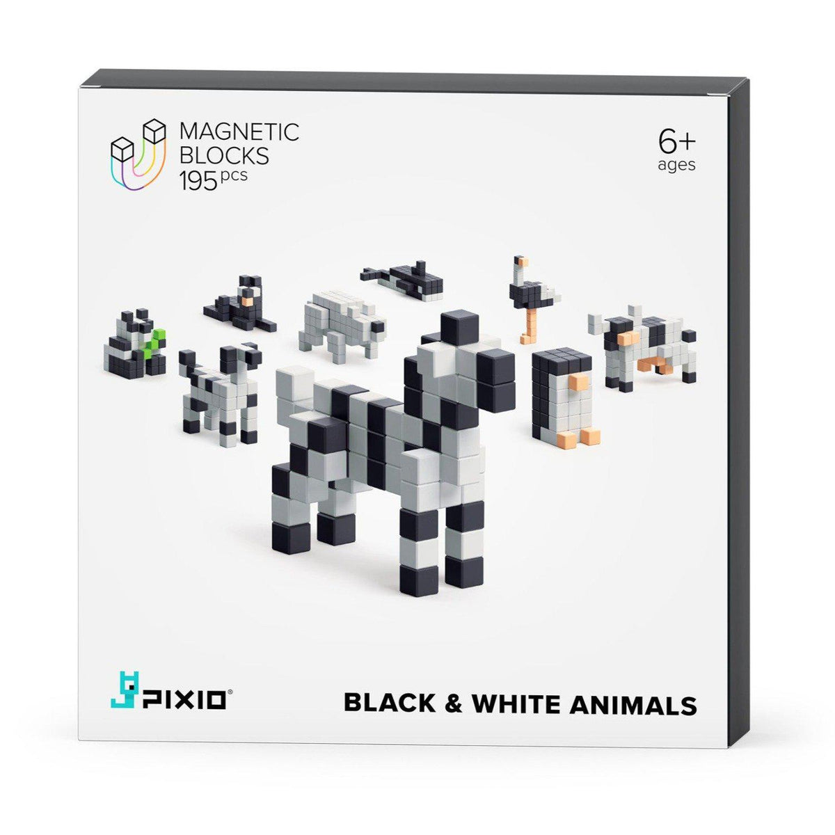 Story Series - Black &amp; White Animals - 195 magnetic blocks in 4 colors-Building &amp; Construction-Ukidz-Yellow Springs Toy Company