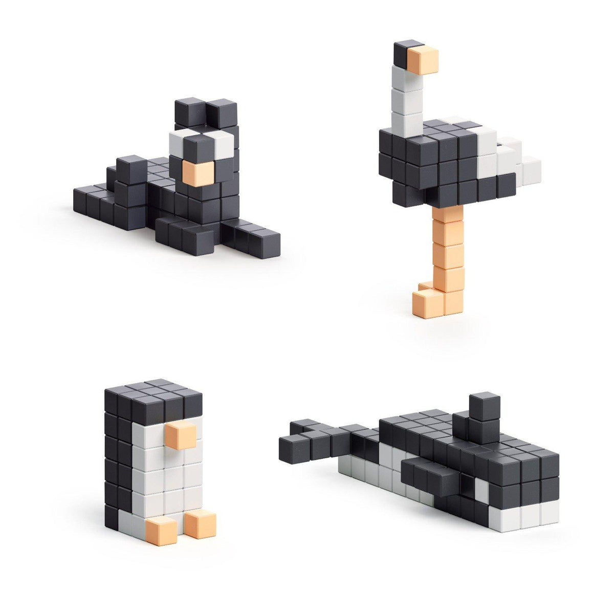 Story Series - Black &amp; White Animals - 195 magnetic blocks in 4 colors-Building &amp; Construction-Ukidz-Yellow Springs Toy Company