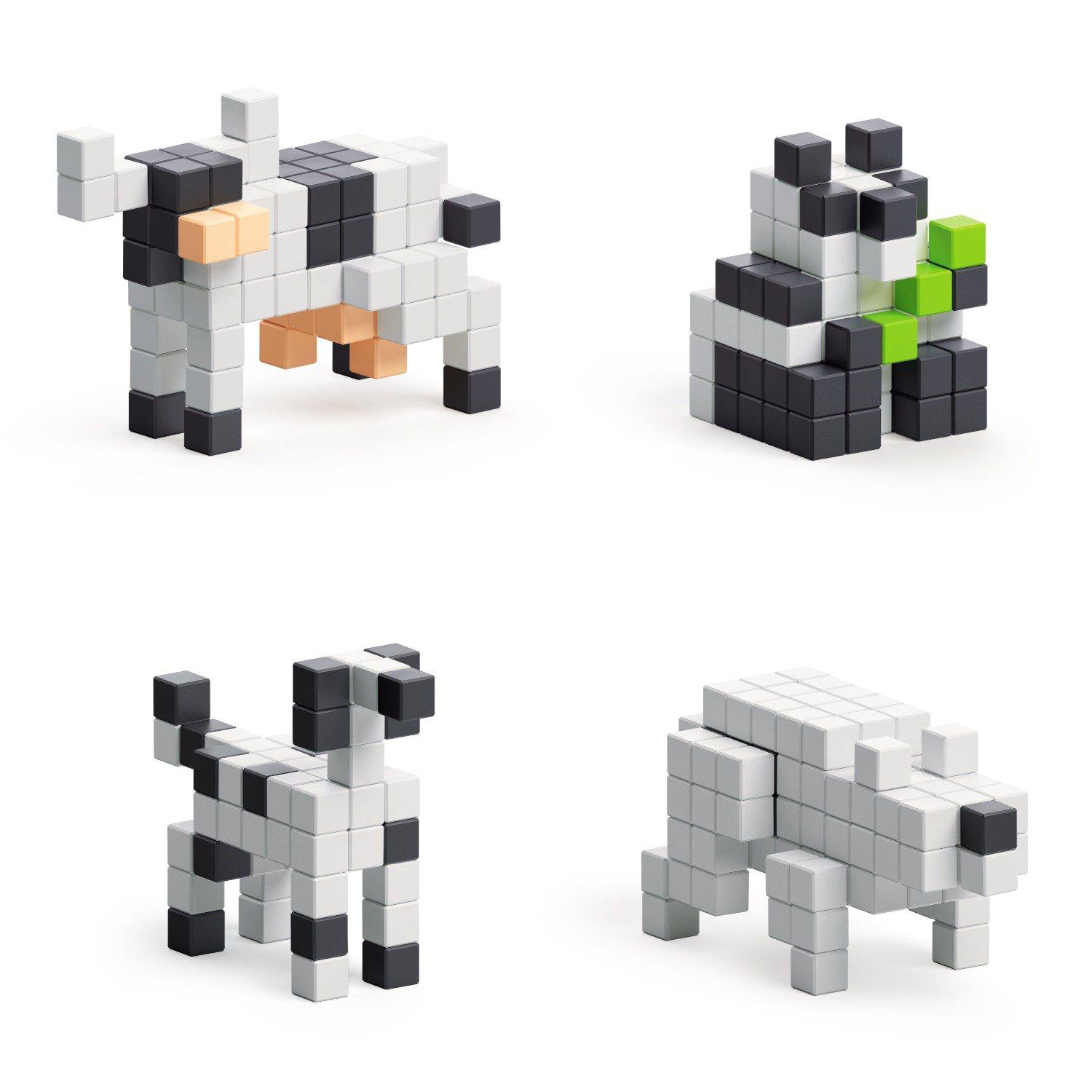 Story Series - Black & White Animals - 195 magnetic blocks in 4 colors-Building & Construction-Ukidz-Yellow Springs Toy Company
