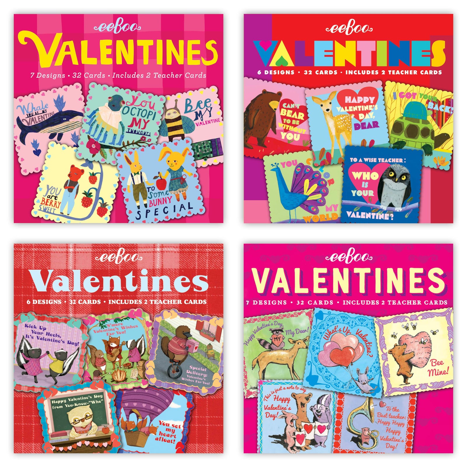 Box of 32 Valentines Cards (Includes 2 Teacher Cards)-Stationery-EeBoo-Yellow Springs Toy Company
