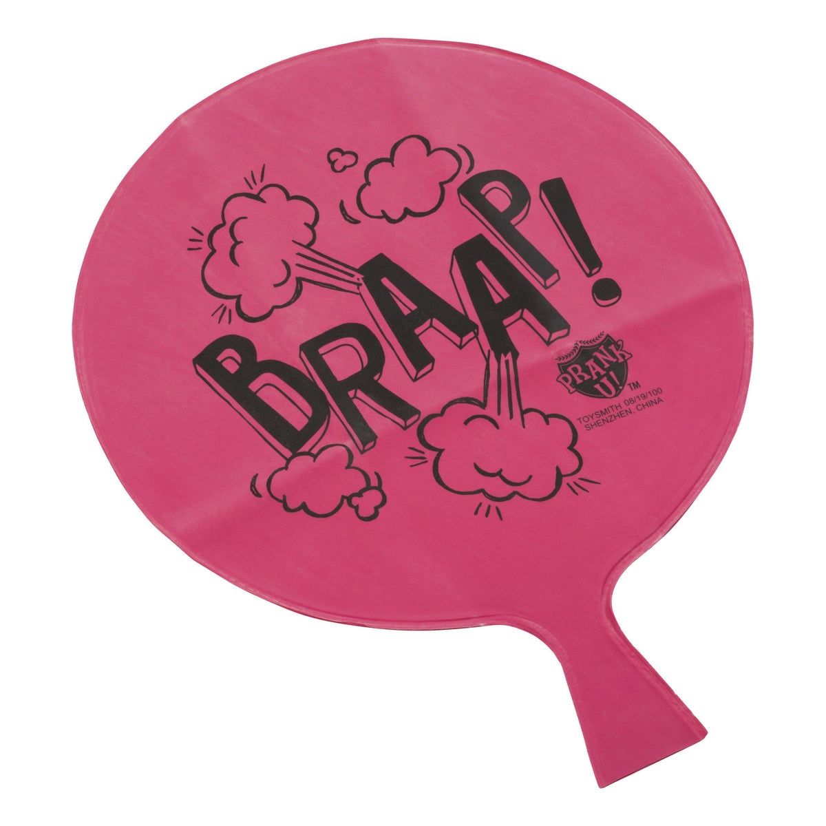Top view of a deflated whoopee cushion out of the package.