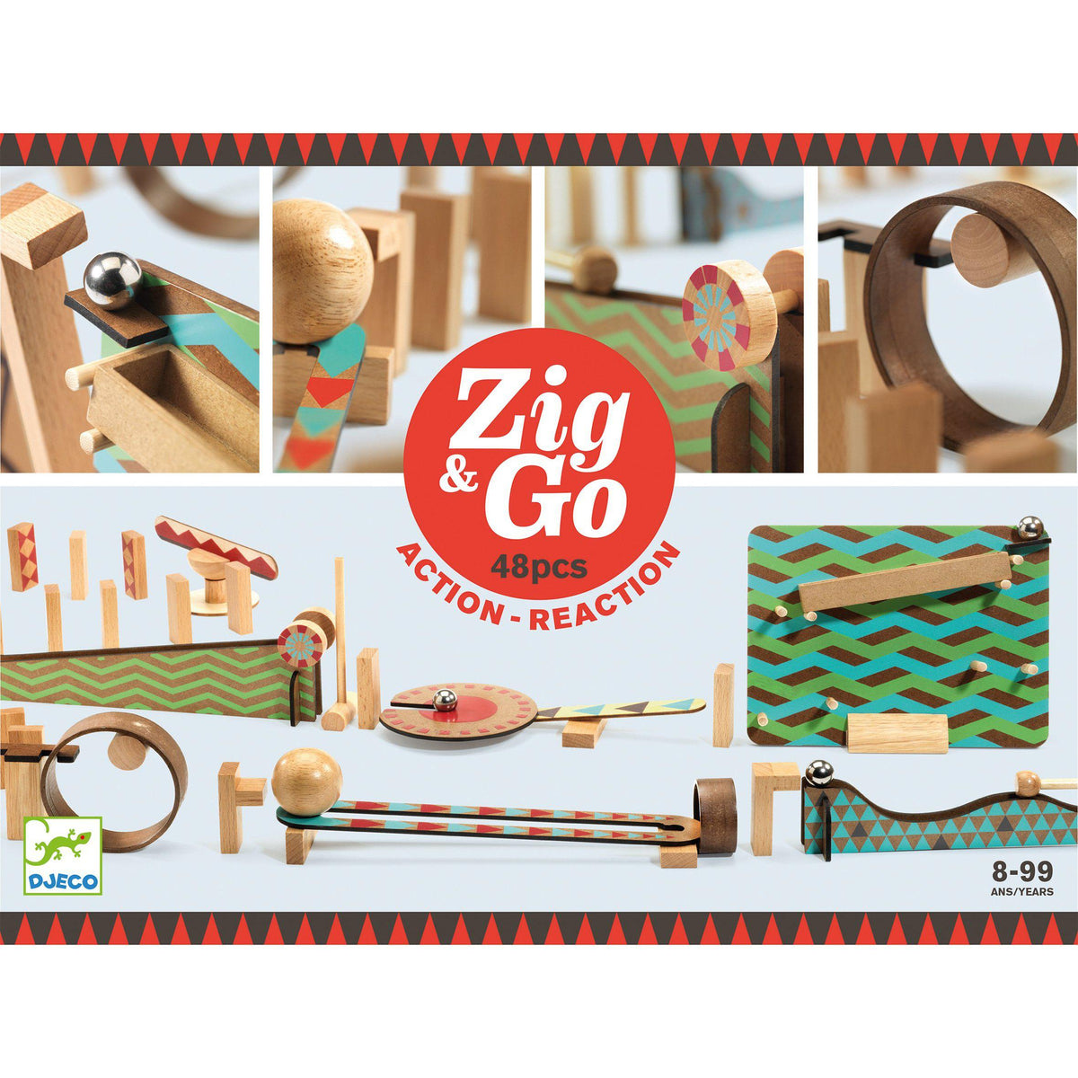 Zig &amp; Go - Big Boum Wall - Game of Chain Reactions - 48 piece-Building &amp; Construction-Djeco-Yellow Springs Toy Company